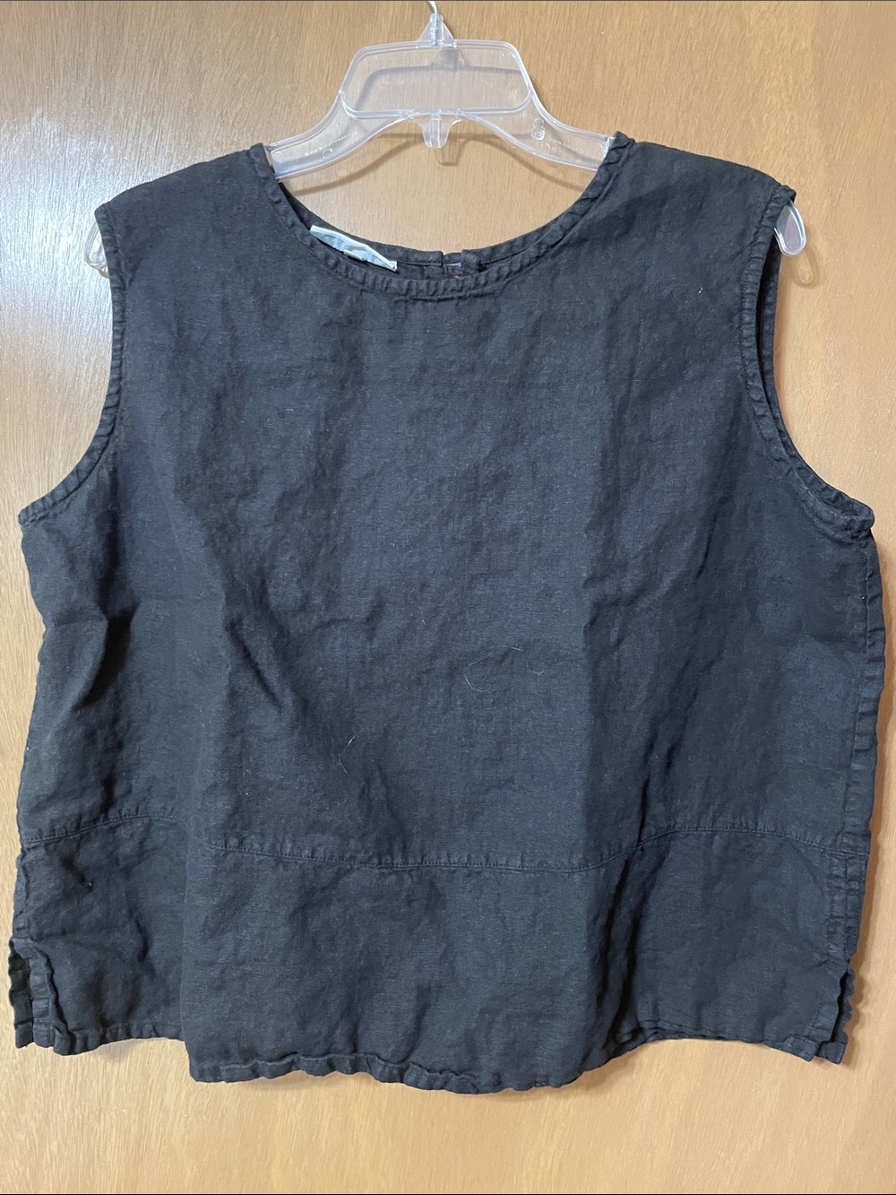 bryn Walker Black Linen Boxy Sleeveless Tank